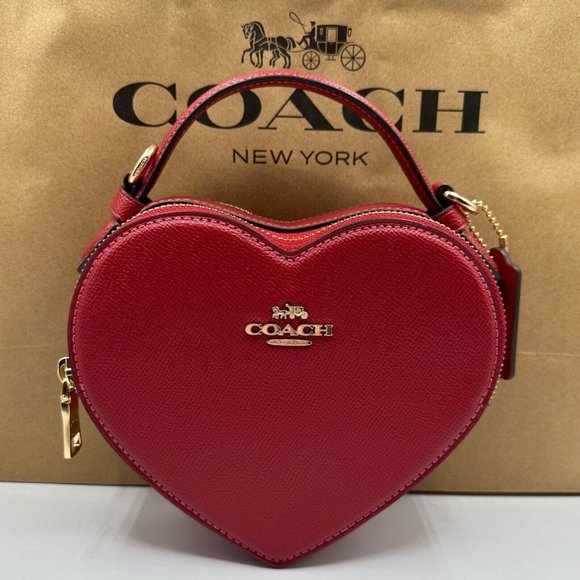 Coach Handbags - NEW Coach 2023 Valentines Day Red Leather Heart Crossbody Bag LIMITED EDITION